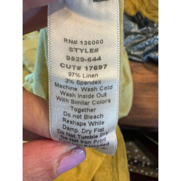 Project Social T LA Linen Large Pale Yellow Short Sleeve Tunic Top Sustainable - Picture 5 of 6